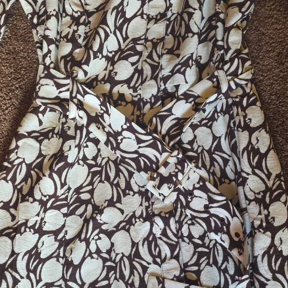 LOFT White and Brown Puff Sleeve Maxi Dress - Picture 4 of 6